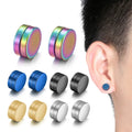 Fashion 1PC Round Titanium Steel Earrings 5 Colors No Piercing Magnetic Earrings for Men Women