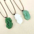 White Green Quartz Pixiu Pendant Necklace Classic Chinese Amulet Jewelry for Women Wealth Attract Carved Stone Pixiu Gift