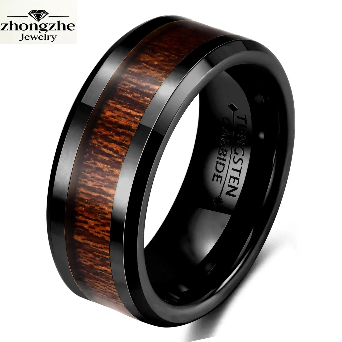 Factory Size 7-14 8mm Tungsten Carbide Rings Wood Grain Fsther's Day Gifts Luxury Coolstyle Tungsten Rings for Men