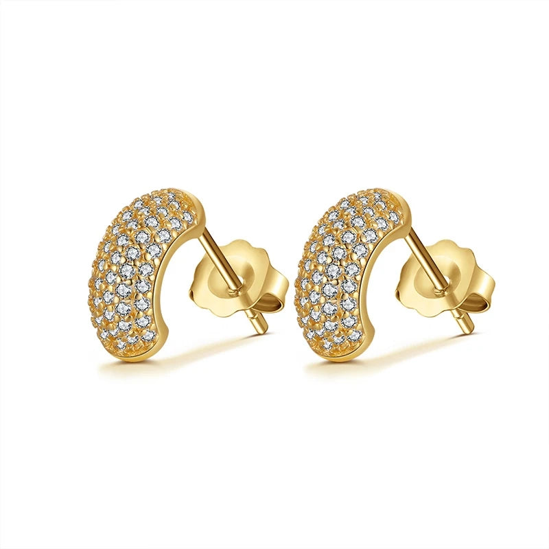 APE15 RINNTIN Fashion Earring 14K Gold Plated Solid 925 Sterling Silver Post Cubic Zirconia Small Stud Earrings for Women