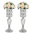 HOT Metal Diamond Crystal Wedding Centerpiece Vases Versatile Tall Flower Holders Centerpiece Flower Stands for Home Decor