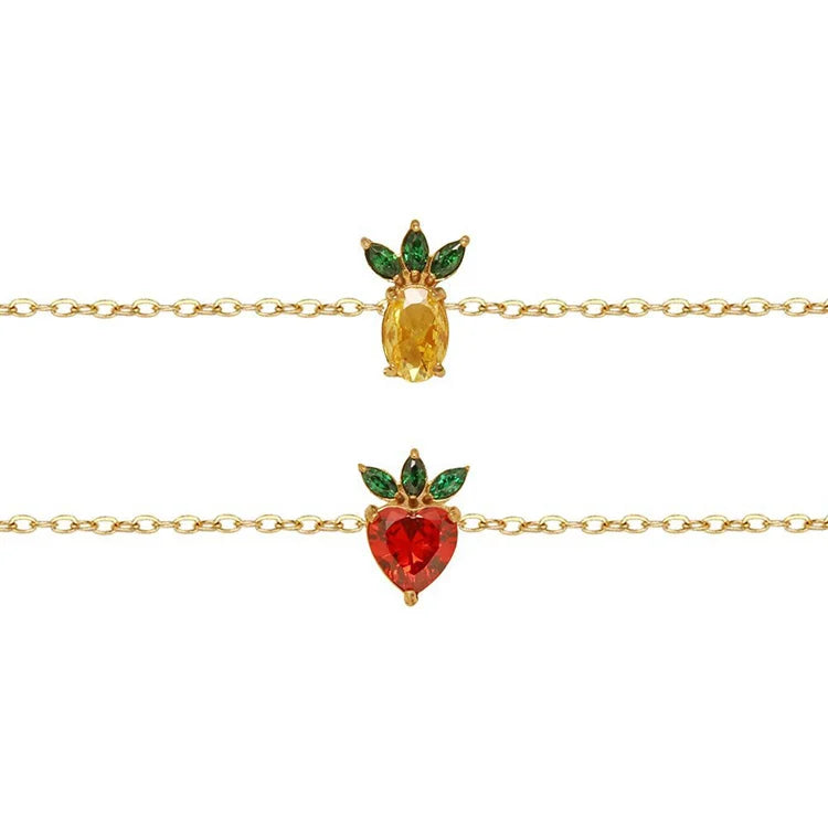 Dainty Gold Fruit Cute Accessories Jewelry Bracelet Zircon Bracelets Women