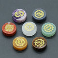 Natural Crystal Colorful Stone Disc Symbol Yoga Stone Handmade Agate Amethyst Religious Feng Shui Engraved Chakra Stones