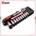 12 Piece Socket Set Ratchet Wheel 1/2-3/8-1/4 Quick Wrench Car Hardware Tool Set for Household Use MegaBDM