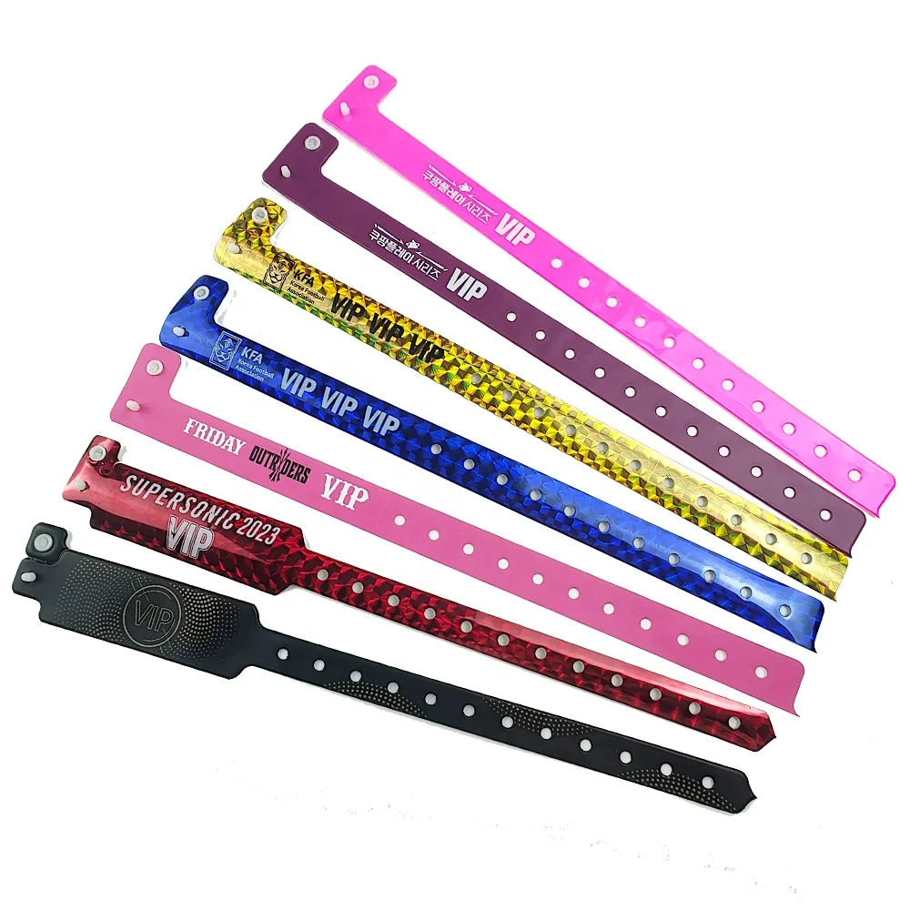 Wholesale Custom Waterproof Motivational Vip Holographic Wristbands Children Wrist Band for Water Park