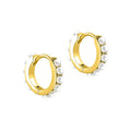 925 Sterling Silver Pearl Pave Huggie Earring Minimalist Silver Jewelry