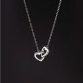 Fashion 925 Sterling Silver Interlocking CZ Heart Pendant Gold Plated Double Two Hollow Love Hearts Necklaces Jewelry for Women