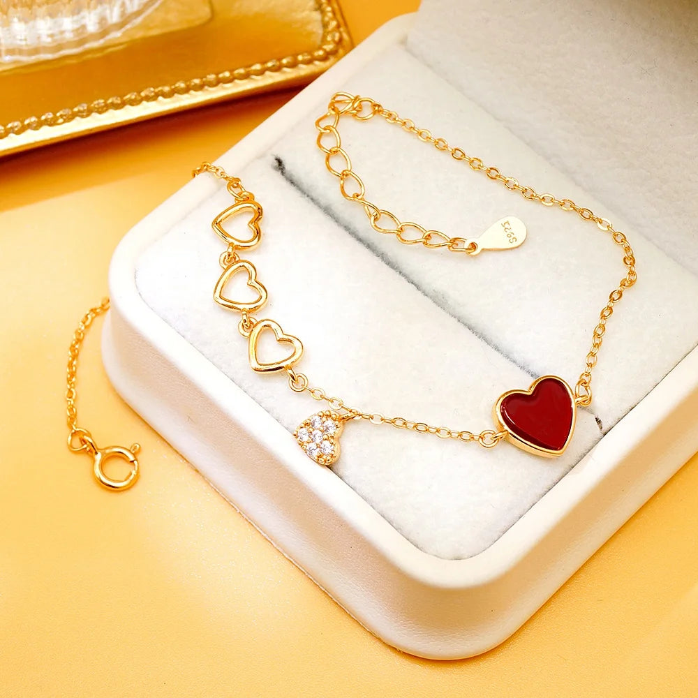 Wholesale Fashion 925 Pure Solid Silver Heart Shaped Bracelet Women Accessories Fine Jewelry Bracelets