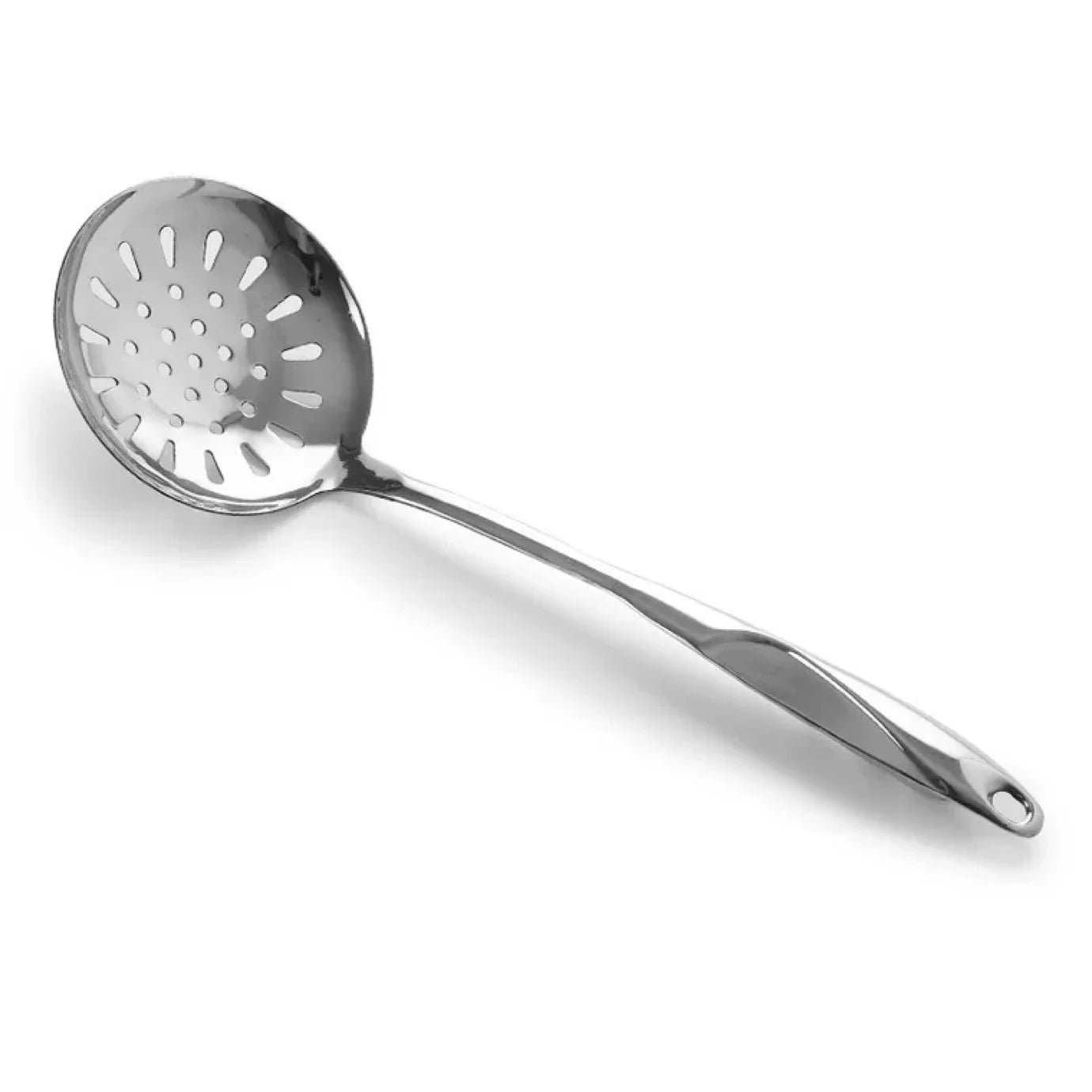 Extra Large Stainless Steel Slotted Spoon with Comfortable Grip Handle and Built-In Hang Hole for Skimming Utensils