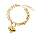 Wholesale Vintage Hip Hop Simple Fashion Personalized Stainless Steel Bracelet Gold Heart Bracelet Charm