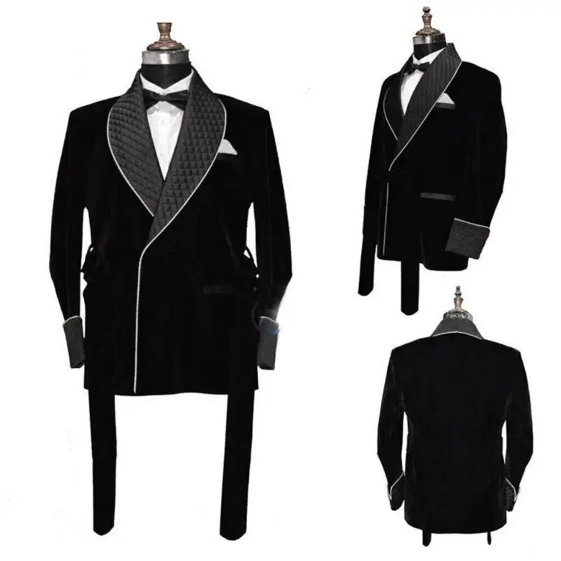 Winter Spring Velvet Mens Tuxedos Overcoats Long Jacket Groom Party Prom Coat Business Wear Outfit One Jacket