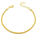 Fine Jewelry Bracelet 925 Silver Rope Chain Yellow Gold Plated Diamond Cut Bracelet for Ladies Women