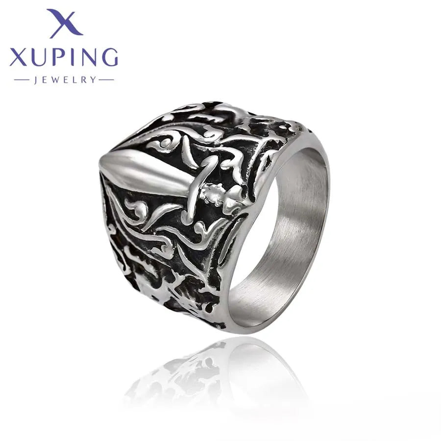 15515 XUPING JEWELRY Stainless Steel Jewelry Rural Style Men Custom Couple Wedding Fashion Fine Jewelry Ring