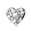 Factory 2 Color 925 Sterling Silver Flower Retro Patterns Heart Beads Rose Gold Charm Fit Bracelet Pendant DIY Jewelry SCC1323