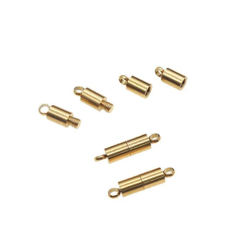 Round Head Weights Shaped Stainless Steel Gold Bracelet Connection Tube Beads Handmade Connector Finding Clasp