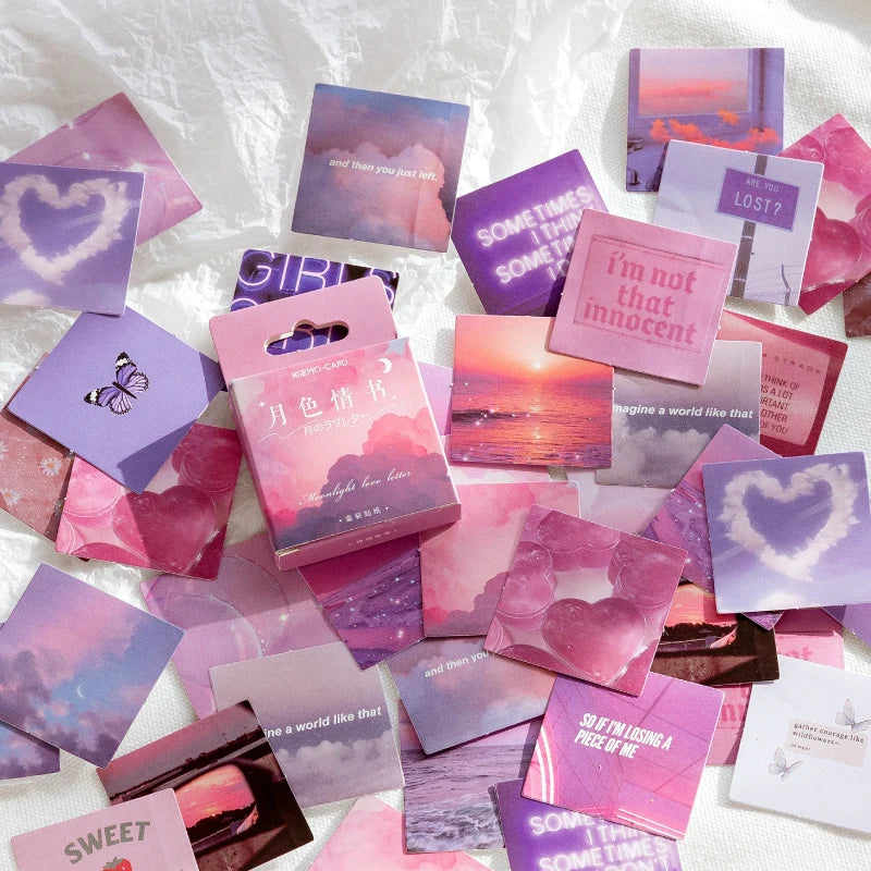 46pcs Per Pack Purple Series Mini Boxed Stickers About Moon Scrapbook Diary Decor Sticker Notebook DIY Label Factory Directly