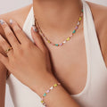 18k Gold Stainless Steel Dripping Oil Bracelets Colorful Enamel Butterfly Choker Necklace Set