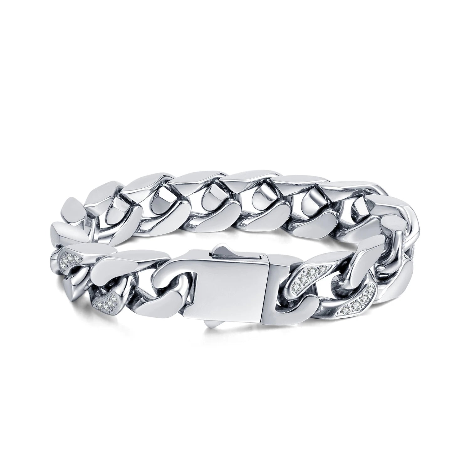 Customized Vintage Accessories Men Bracelets Personalized Stainless Steel Jewelry Inlaid CZ Stone Diamond CNC Male Bangle