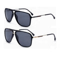 Wholesale Classic Trendy Ultra Slim Dual Bridge Aviation Sunglasses Polarized Blue Black Metal Frame Supper Light Weight for Men