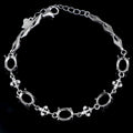 Sterling Silver 6*8mm Semi Mount Bracelet Empty Support Blank Claws Setting S925 Base Holder Without Center Stone Inlay for DIY