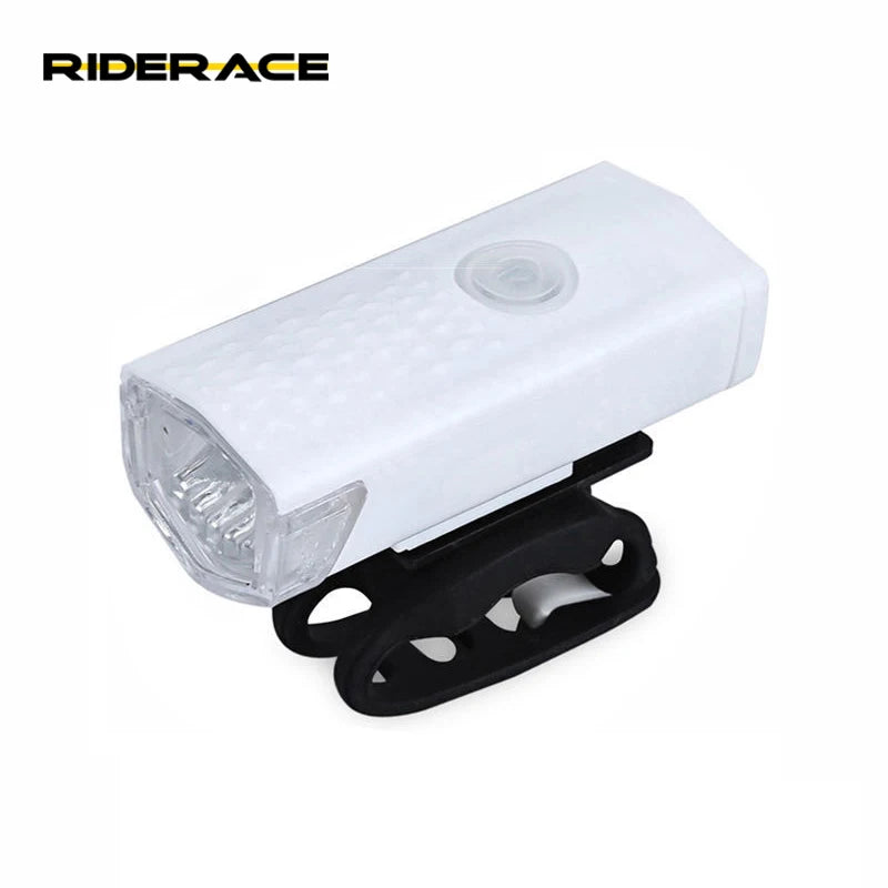 RIDERACE Waterproof Front Light USB LED Rechargeable Mountain Cycle Front Headlight Road Bike Lamp Flashlight Bike Accessories