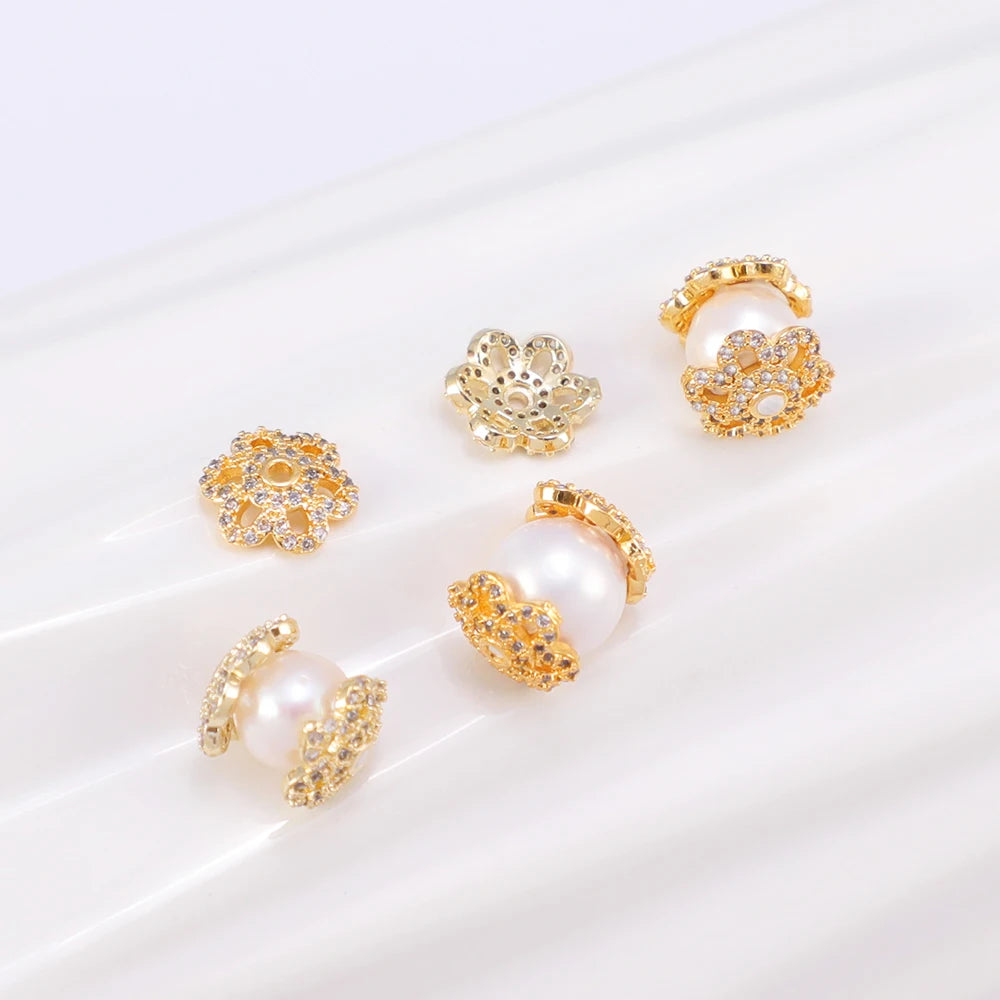 18k Gold Plated 10mm Bead Caps Flower Bead Cap Brass Jewelry Beads and Findings