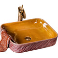 China Handmade Crack Glazed Inside Porcelain Fancy Sink  Basin Art Ceramic Wash Basin For Toilet and Garden