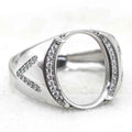 Sterling Silver 12*15mm Semi Mount Men Ring Empty Frame Support Blank Claw Setting S925 Base Without Center Stone for DIY Inlay