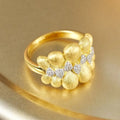 Aimgal Handmade Vintage Ring: Italian Wire Drawing 5A Zircon 18K Gold-Plated S925 Silver Retro Style Jewelry Set