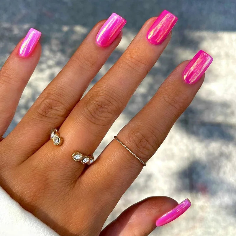 Medium Fake Nails Square Shape Square Acrylic Nail Tips Easily DIY Material Fashion Nail Design