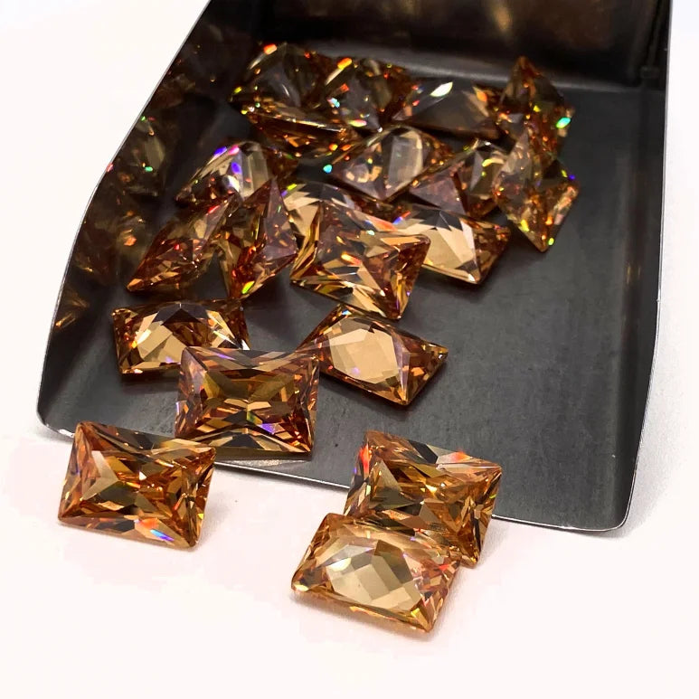 Baifu Jewelry 5A Quality Loose Synthetic Rectangle Princess Cut Dark champagne Cubic Zirconia Gems