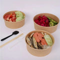 100% Food Grade Disposable Take Away Kraft Paper Salad Bowl with PET Lid Kraft Salad Bowl Price