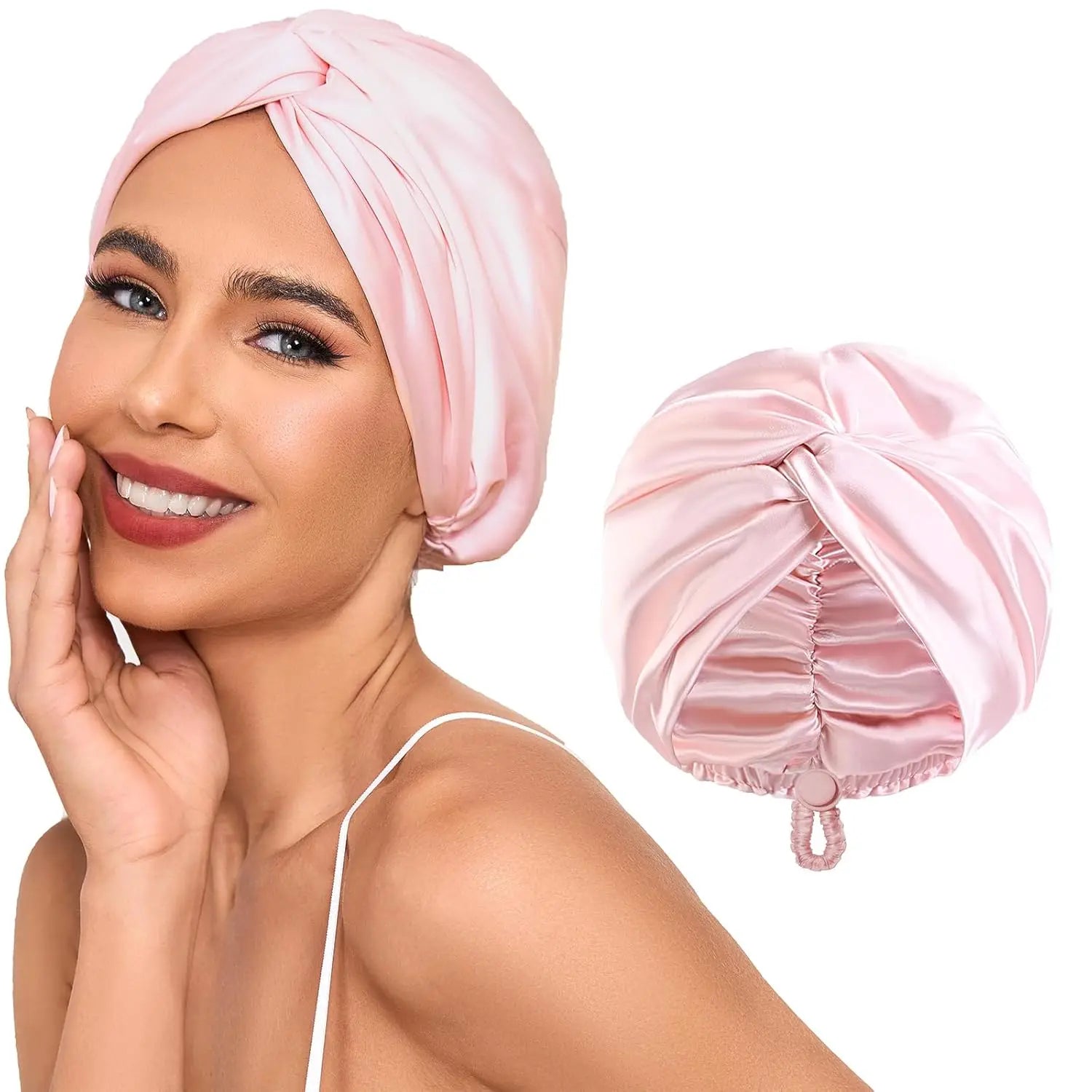 Satin Hijab Bonnet Customized Logosatin Sleeping Cap Cover Satin Night Sleeping Chemo Hair Bonnets Bedtime Hair Cap for Women