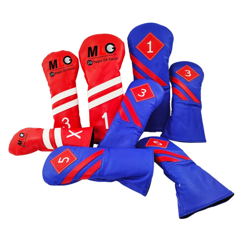 High Quality Golf Club Head Covers Golf Headcovers Leather Golf Wood Covers for Divers Fairway Woods Hybrids Cover