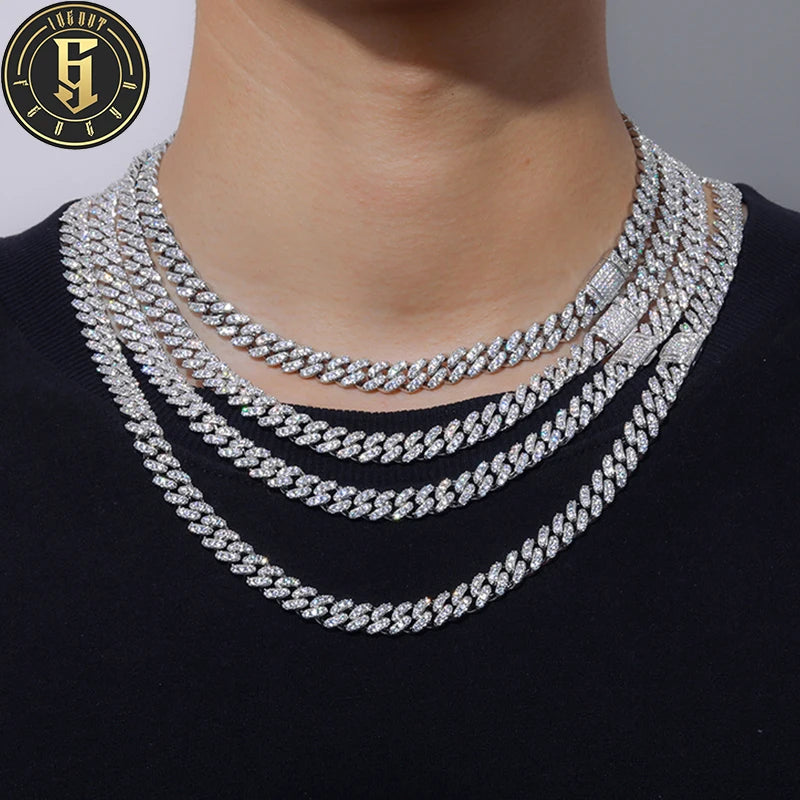 Read Shipping Hip Hop Jewelry 8mm Diamond Gold Plated Necklace Iced Out Zircon Cuban Link Chain for Men Women