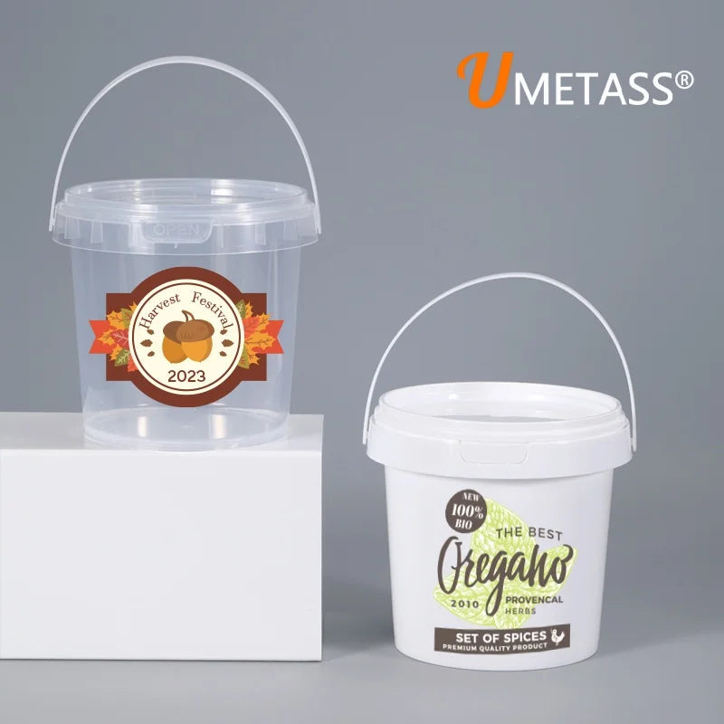 High Quality Plastic Food Grade Buckets for Cotton Candy Ice Cream Honey Cookies Popcorn Snacks Packaging with Personal Logo