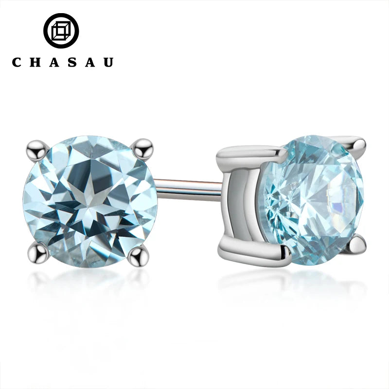 Multi Choice 925 Sterling Silver 925 Silver Oval Heart Emerald Pear Trillion Round Topaz Blue Stud Earrings for Women