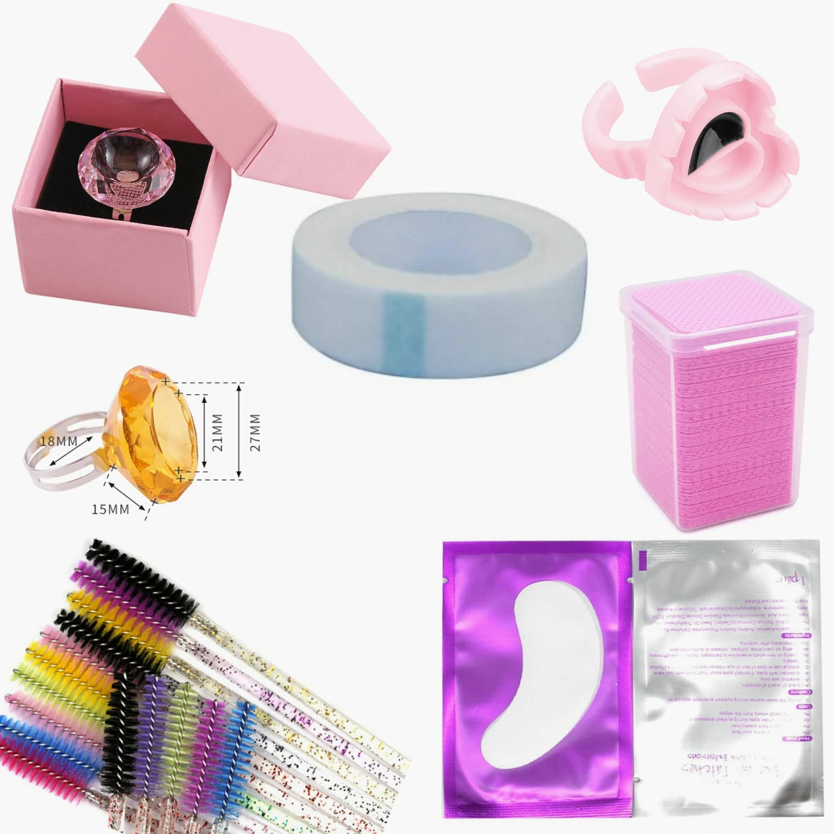 Beauty Personal Care False Eyelashes Pad Patch Protein Pads of Eye Lash Glue Cloth Remover Under Eye Pads Glue Ring Brush Lip