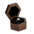 Custom Logo Square Wood Ring Box Packaging Walnut Luxury Gift Ring Case Mini Boxing Ring Wedding Jewelry Display Storage Box