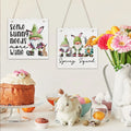 Joyful Easter Celebration Bunny Rabbit Gnome Eggs Wooden Plaque Sign Easter Spring Decoration