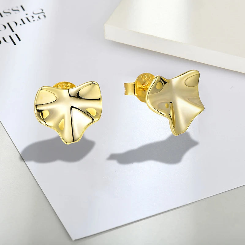 Trendy Gold Sliver Color Irregular Geometric Stud Earrings for Women Minimalist 925 Sterling Silver  Earrings Jewelry