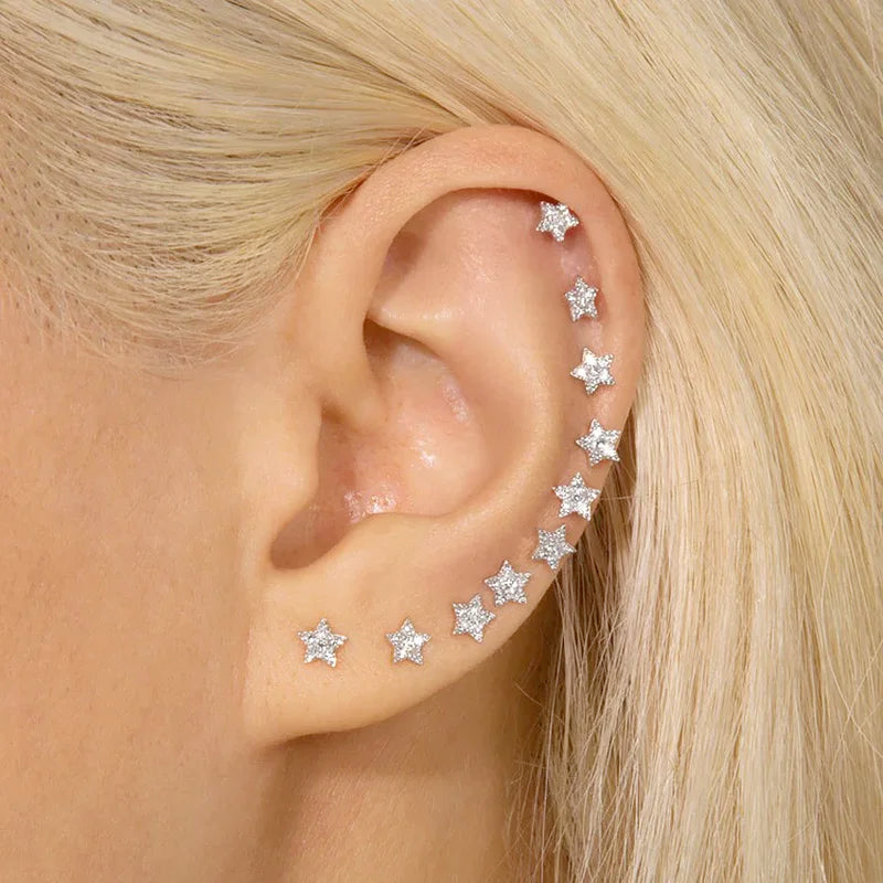 Mini Star Tragus Helix Ear Piercing Lobe Earrings for Women Dainty Rook Auricle Cartilage Stud Earing Trendy Girls Jewelry