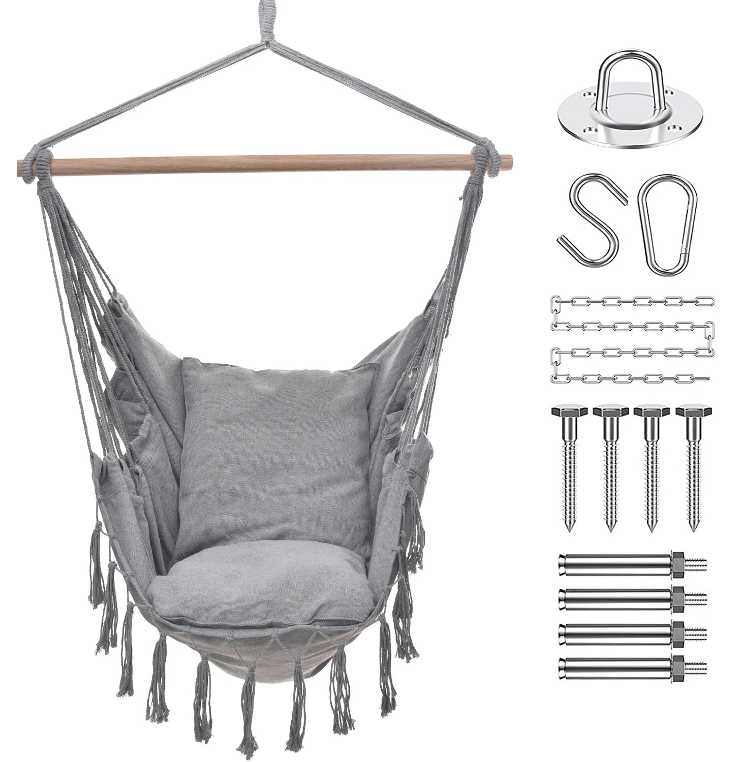 Modern Durable Eco-Friendly Cotton Polyester Outdoor Macrame Hanging Hammock Hanging Kit Foldable Portable Bedroom Living Room
