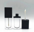 8ml Flat Square Shape Black Glossy Matte Clear Empty Plastic AS ABS Lip Gloss Tube Cosmetic Container