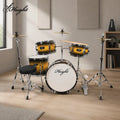5 Piece Kids Drum Set Wooden Junior Drum Kit with Cymbals and Stool for Children Beginners