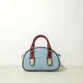 Custom Logo Quiet Luxury Denim Genuine Leather Shell Bag Women Retro Crossbody Handbag OEM ODM Top Grain Cowhide Mini Purse
