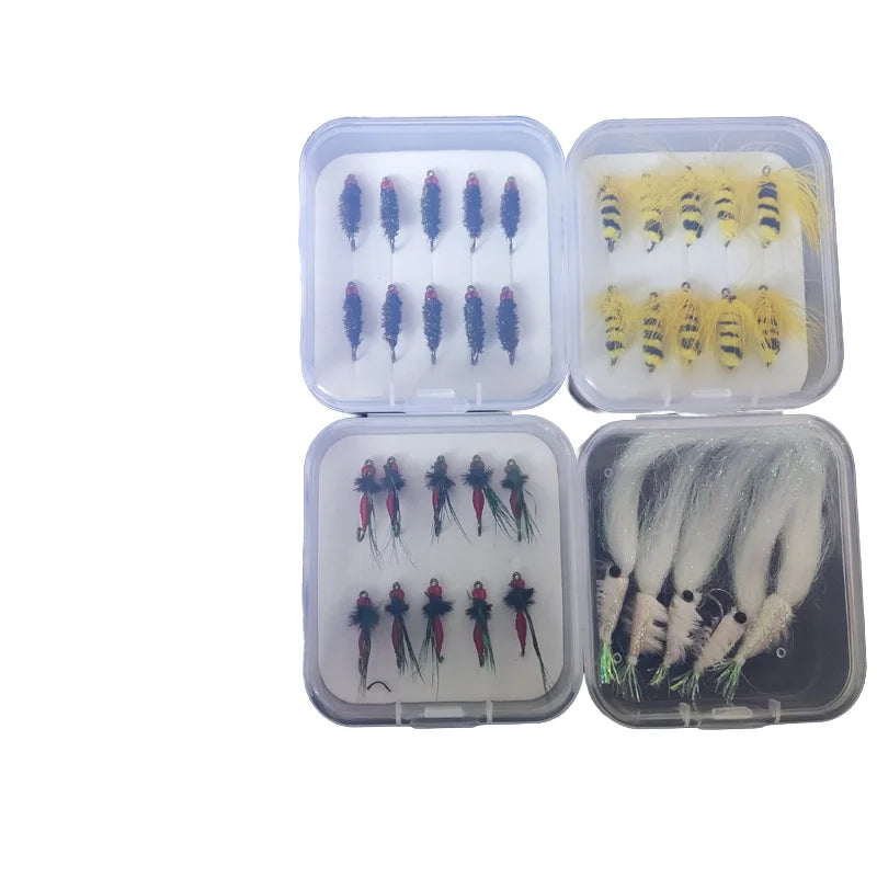 YOUME 10pcs/set Insects Flies Fly Fishing Lures Bait Carbon Steel Hook Fish Tackle With Super Sharpened Crank Hook Perfect Decoy