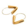 Jewelry 18K Gold Plated Stainless Steel Letter V Shape Hoop Earrings