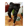 Custom Logo Printed Dark Knitted Breathable Flat Front Pencil Pants for Men Casual