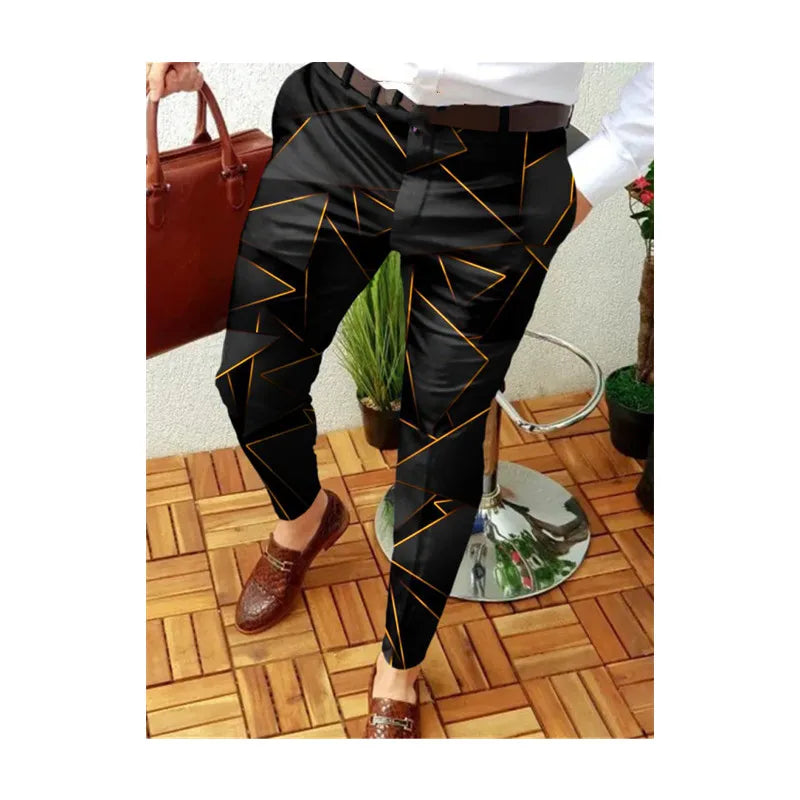 Custom Logo Printed Dark Knitted Breathable Flat Front Pencil Pants for Men Casual